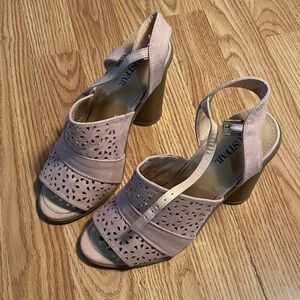 JustFab Blush Cut-Out Slingback Heels